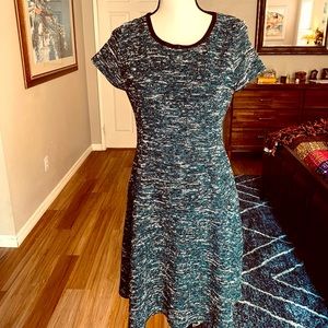 Talbot's Blue and green knit petite midi  dress.